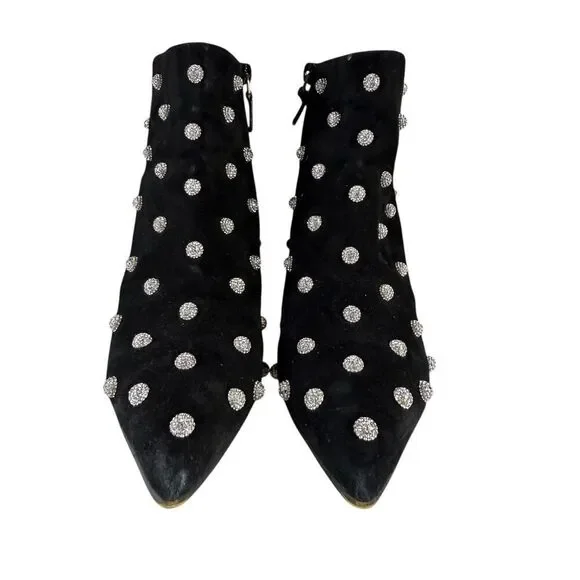 Stuart Weitzman Carine Crystal Black Suede Ankle Boots US 5 - Picture 8 of 11